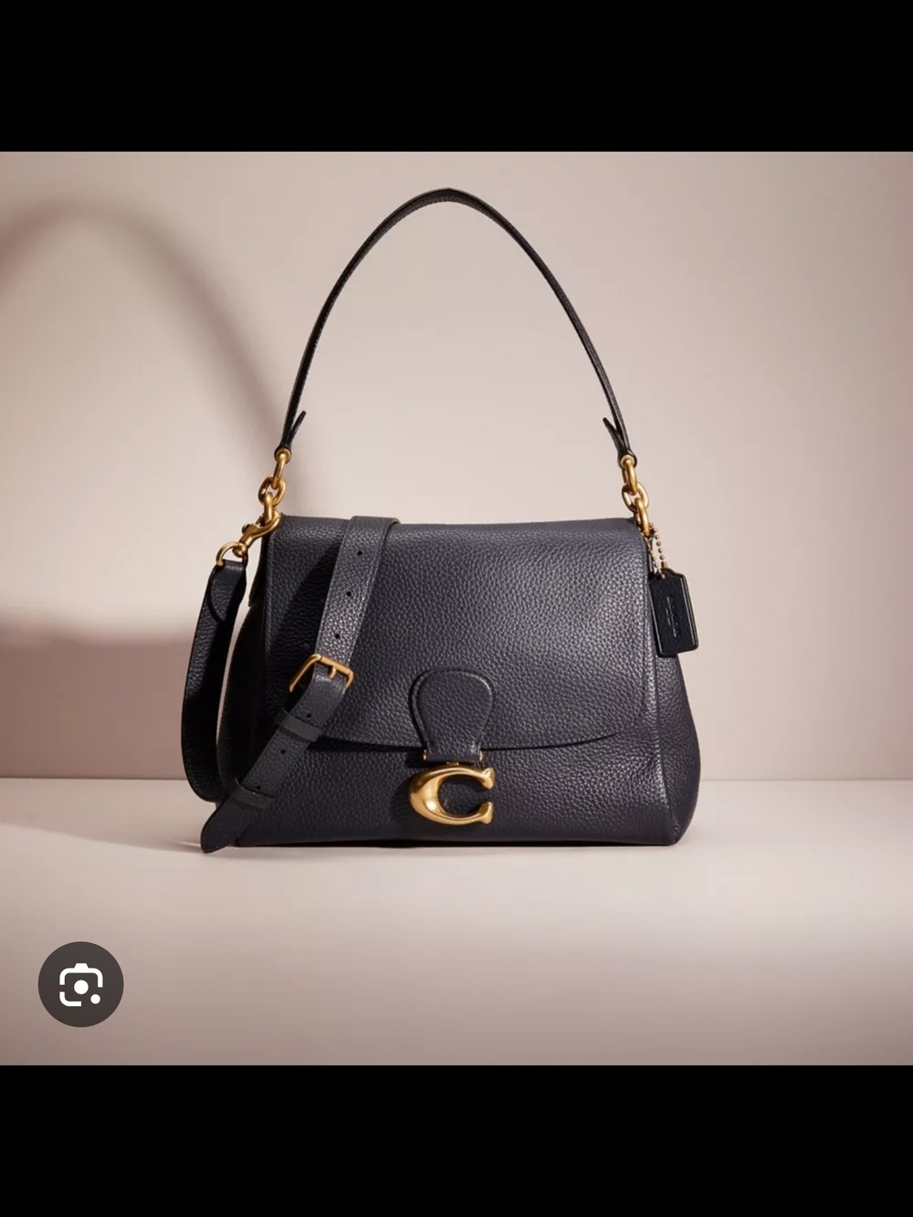 Coach May Black Pebbled Leather Shoulder Bag with Gold Hardware - Picture 12 of 12